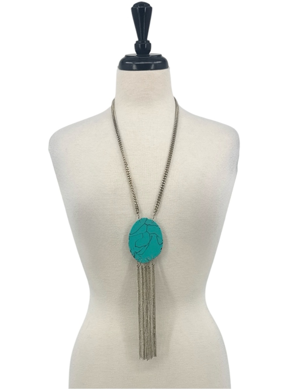Bohemian Faux Turquoise Tassle Necklace